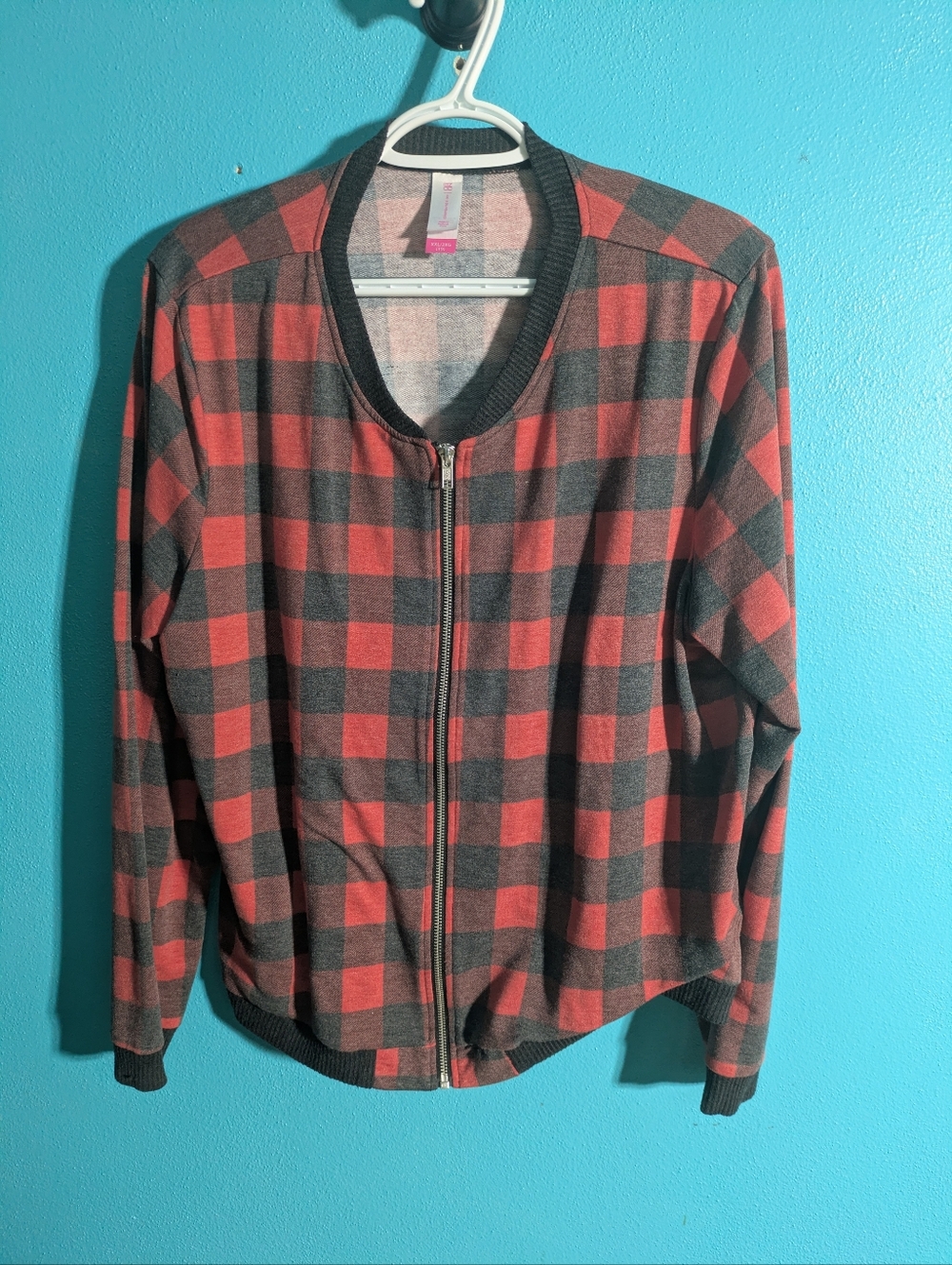 No Boundaries‎ Red and Black Plaid Utility Jacket 2XL Lightweight